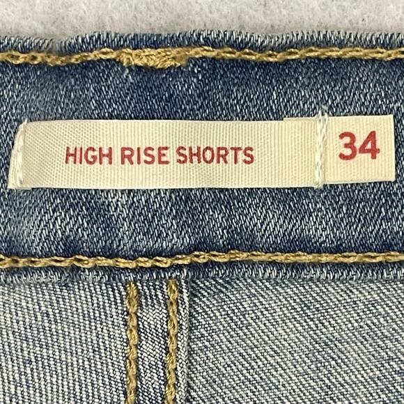 Levis High Rise Shorts Womens Size 34 Blue Raw Hem Hypersoft Casual NEW - Picture 2 of 14